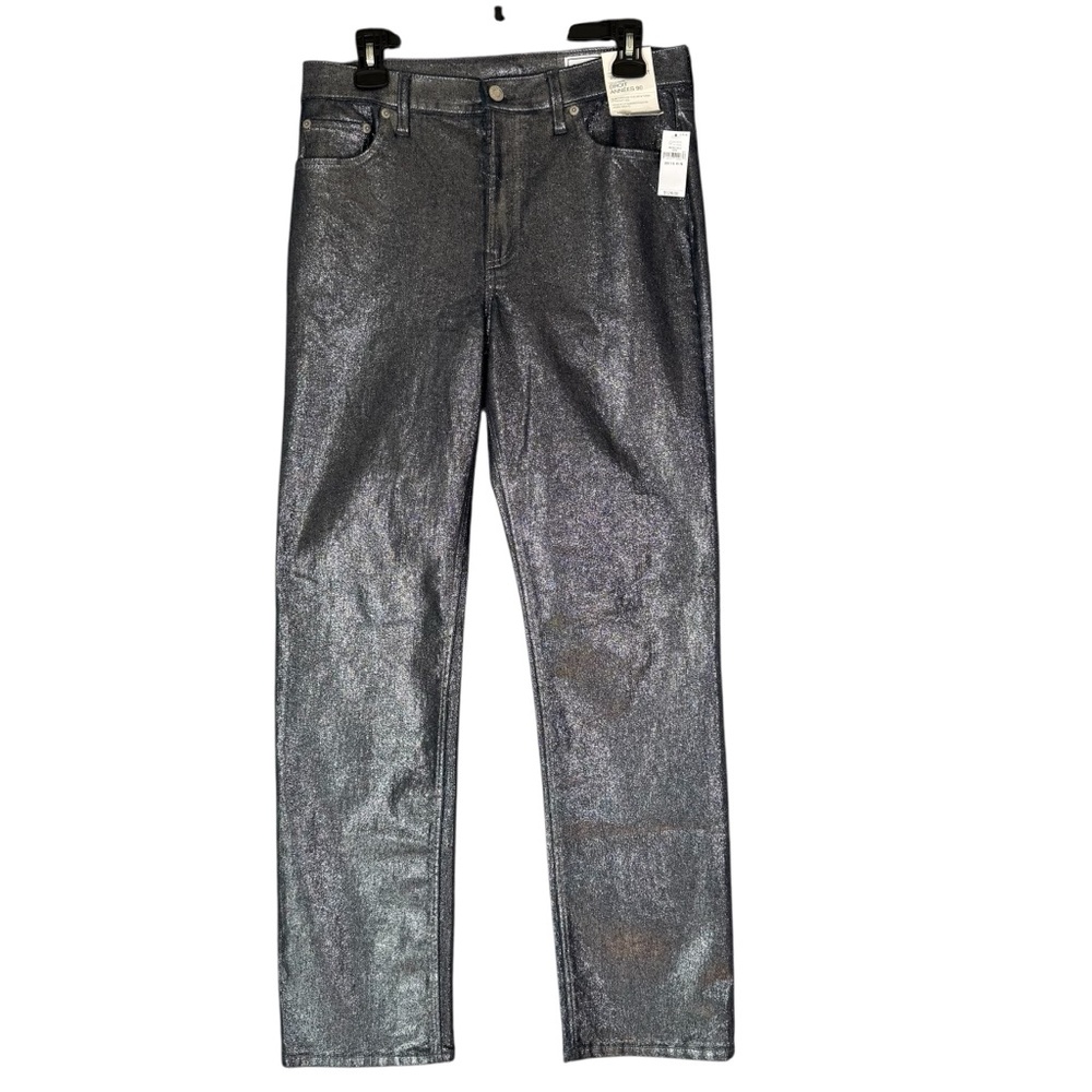 NWT GAP 90s Straight Leg Jeans Silver Shine Holiday NYE Party 30/10